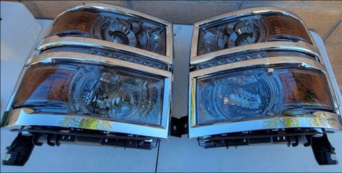 2014 to 2015 Chevrolet Silverado LED DRL Projector Headlights Luces Calaveras Micas Faros Faroles Headlamps Focos Chevy