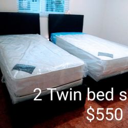 $550 For 2 Twin Bed With Mattress And Boxspring ❤️ Brand New Free Delivery 🚚🚚 Free Assembly 
