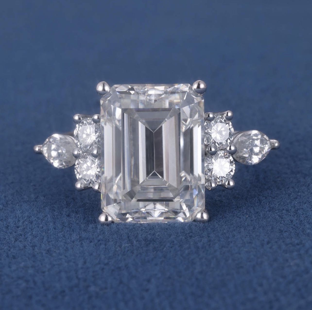 ✅6Carat Certified Emerald Cut 🔥Moissanite Diamond Engagement Ring 🔥Solid Platinum Size 6.5