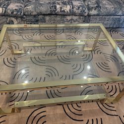 Glass And Gold Coffee Table