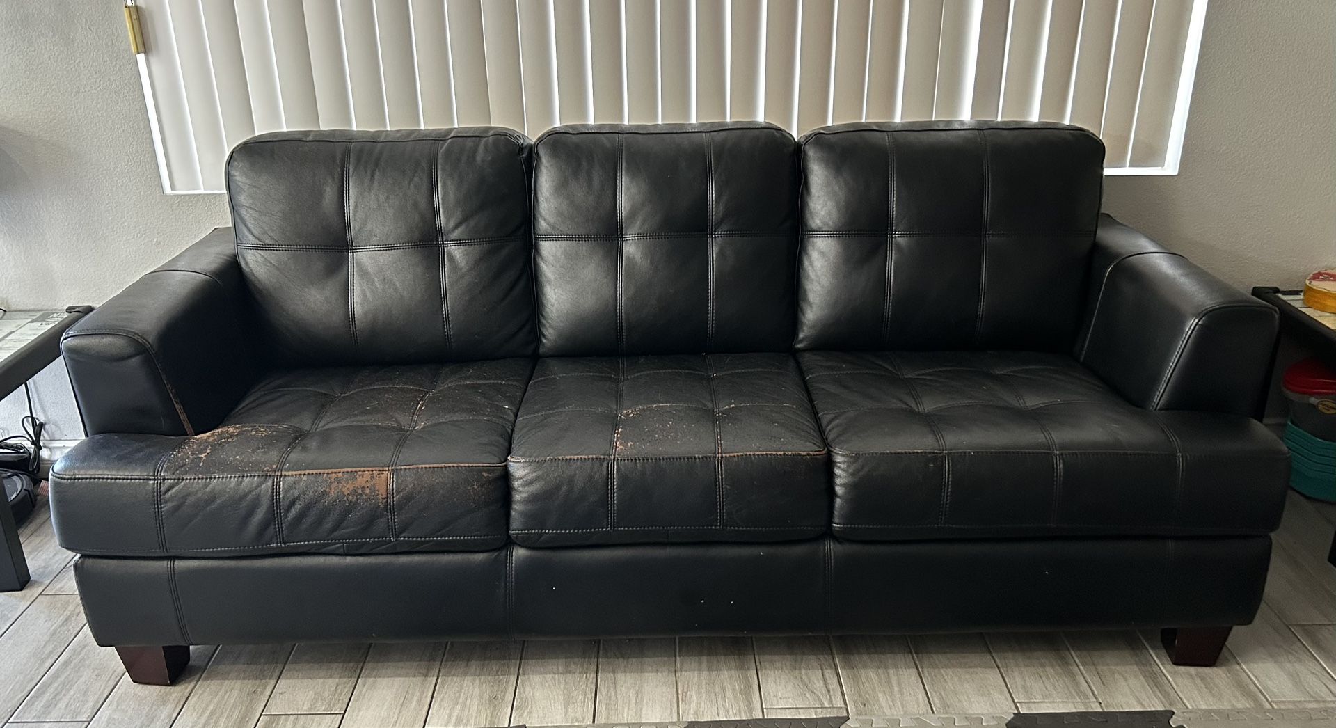 Black Faux leather Couch 