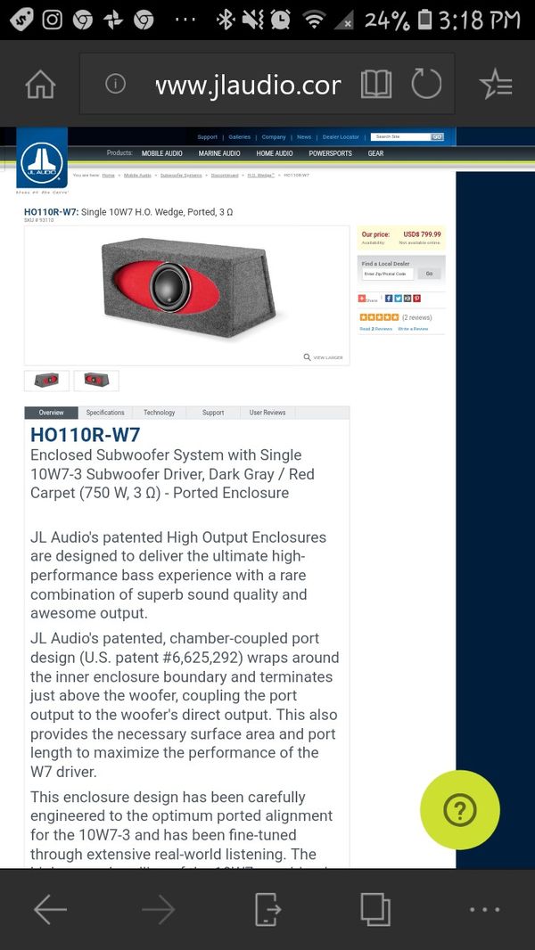 Jl Audio 10w7 3 W H O Power Wedge Ported Box For Sale In Blaine Wa Offerup