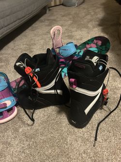 Snowboard Burton Genie 142 Flat Top With Boots Helmet Bag And