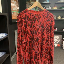 Red And Black Long Sleeve Supreme Shirt. 