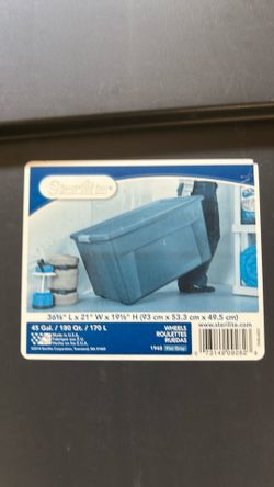 Jumbo storage bins: 45  Gallon Wheeled.