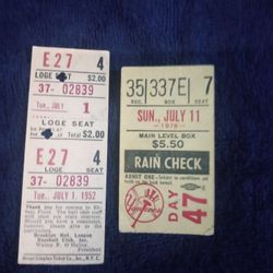 Original Vintage 1952 Baseball Clinch Pennant Full Ticket(Dodgers vs Phillies)