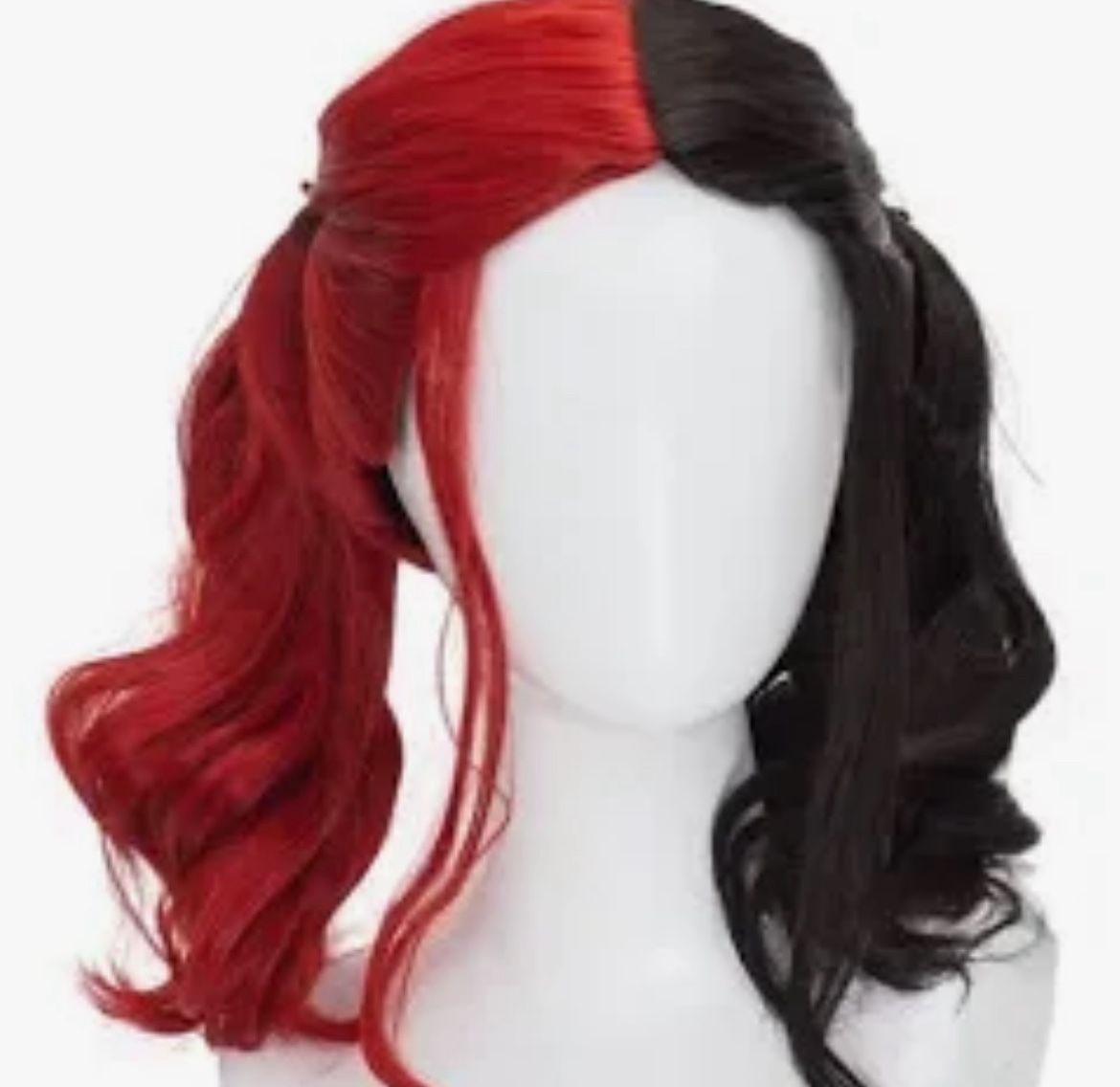 WIG Red Black Comics Pigtail Hair Style