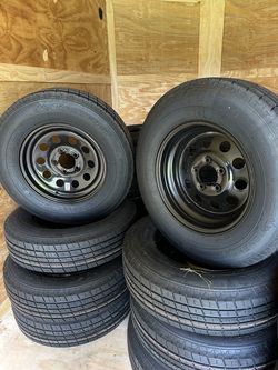 NEW 205/75R15 ST Trailer Tires with 5-Lug Steel Rims