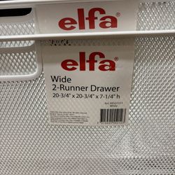 Set Of 3 White Elfa Wide 2 -Runner Drawer20-3/4”x 20-3/4” X 7-1/4”high