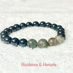 Mens Bracelet Bloodstone & Hematite 