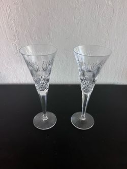 Vintage Waterford Crystal Millennium Collection Prosperity Champagne Toasting Flutes (Pair)