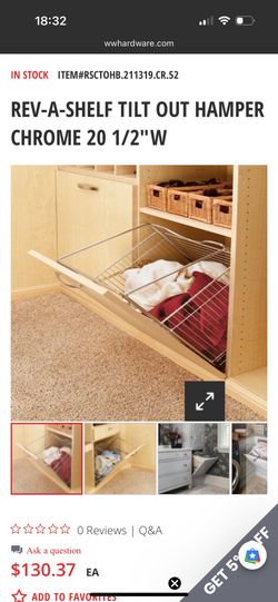 Rev-a-shelf Tilt Out Hamper Basket 21” Wide Chrome