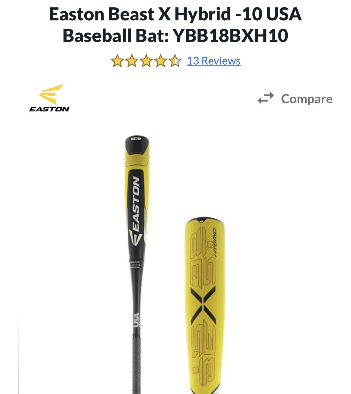 Easton Beast X Hybrid Baseball Bat