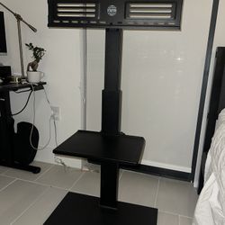 Fitueyes Universal Floor TV Stand Mount with Shelf (32"-65") - No Drill