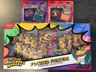 Pokémon Ascended Heroes Lot – Focused Fighters Premium Collection + 2 Tech Sticker Collections (Sealed)