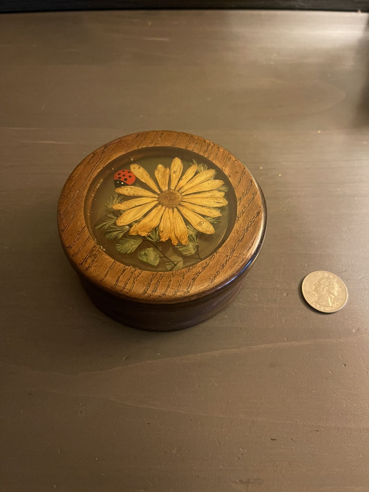 Vintage Resin Wood Trinket Box