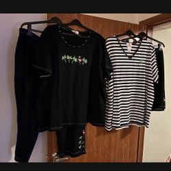 Vintage Quacker Factory  4 piece set (1 Tunic T-shirt & Pant Set & 1 Tunic T-shirt & Short Set) 3XL