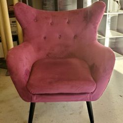 Fuchsia Mid Century Upholstered Arm Chair with Wingback Design