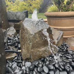 18” Drilled & Pre-plumbed Outdoor Basalt Water Fountain w/Pump