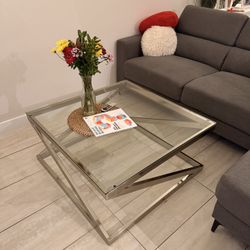 Glass Aluminum Couch Table