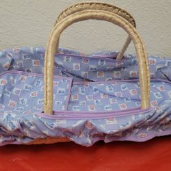 Baby doll wicker carrying carrier basket