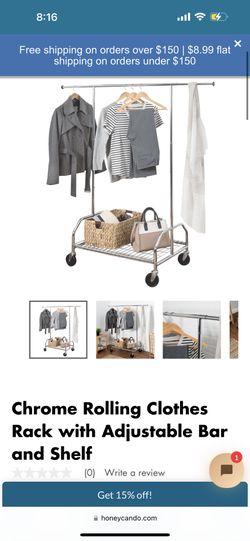 Honey-Can-Do 59-Inch Adjustable Rolling Garment Rack with Bottom Shelf