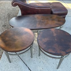 Wooden End Tables Set (With Matching Coffee Table)