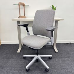 LIKE NEW STEELCASE AMIA CHAIRS GREY FABRIC, FULLY LOADED WITH LUMBAR SUPPORT!