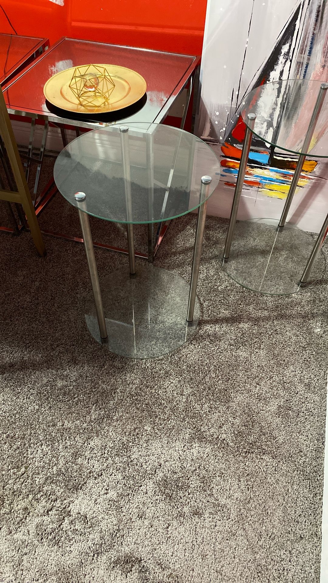 4 Glass Side Tables 1 High top Table 