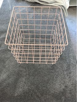 Pastel Pink Wire Storage Basket / Cube Bin