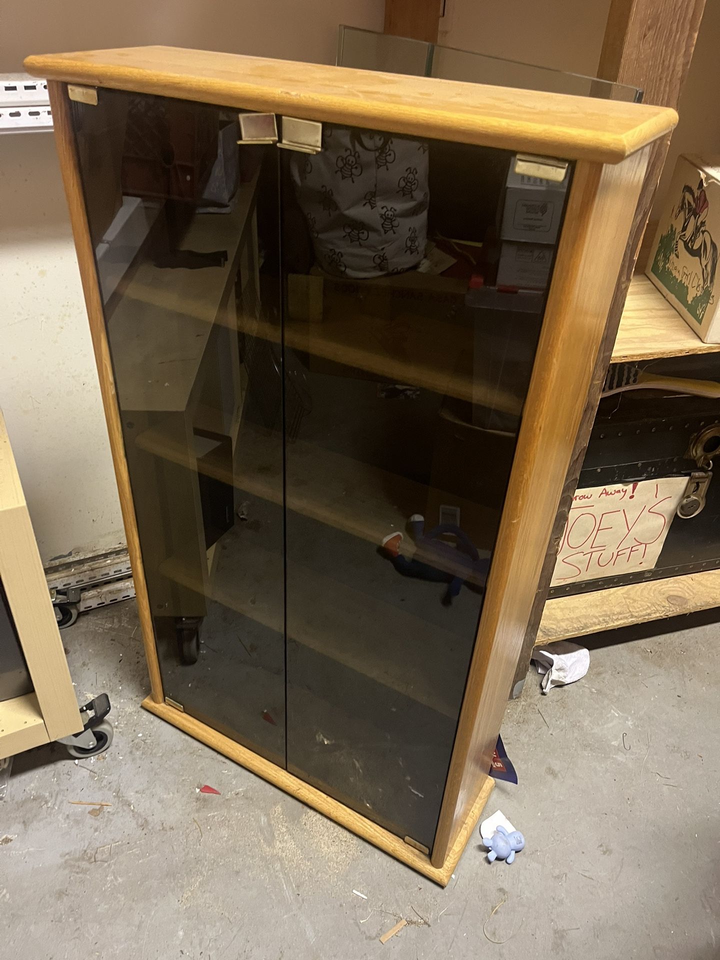 Wood & Glass Enclosed Shelving Unit