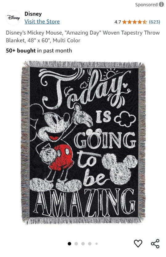 Disney Mickey Mouse Tapestry Throw Blanket