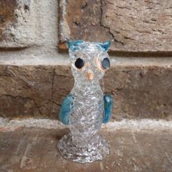 Vintage Small Blown Glass Owl Figurine 