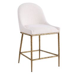 Rilva Matte Gold/White Counter Height Stool
