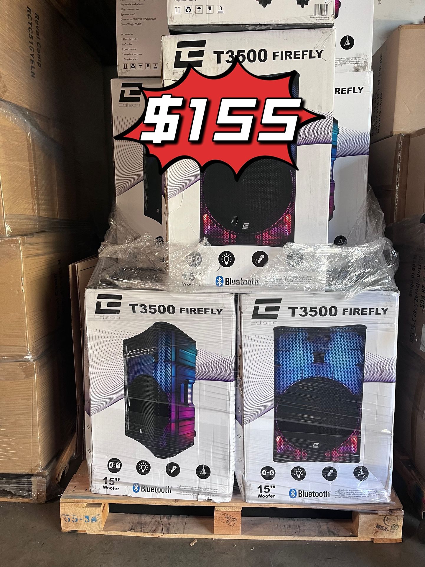 ❤️$155❤️ Edison T3500 firefly. Karaoke Powered Speaker Complete Set: Includes a high-quality wired microphone and a sturdy tripod stand for easy setup