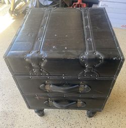 Vintage Style Luggage Nightstand Cabinet