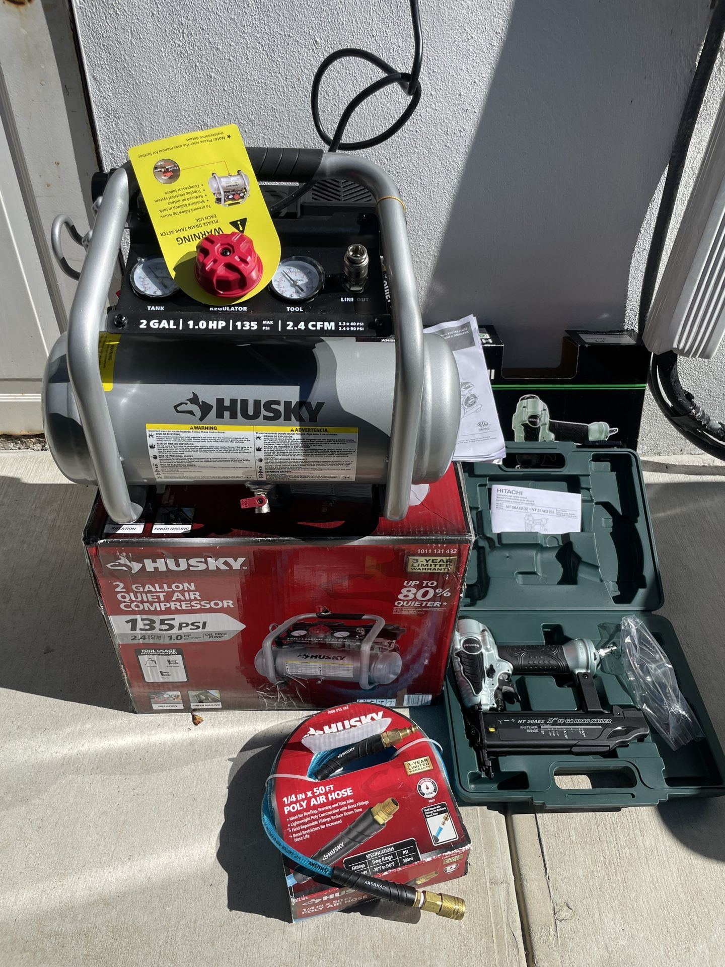 Air Compressor Finish Nailer & Hose