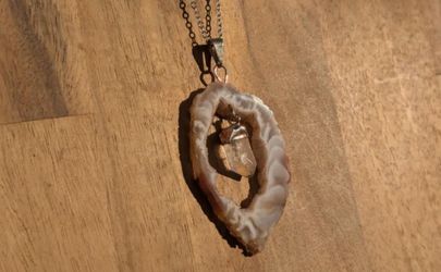Geode and crystal necklace