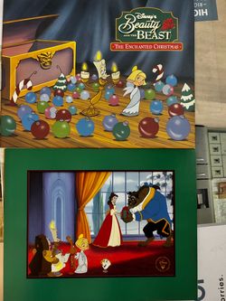 Disney Beauty and the Beast Enchanted Christmas Lithograph