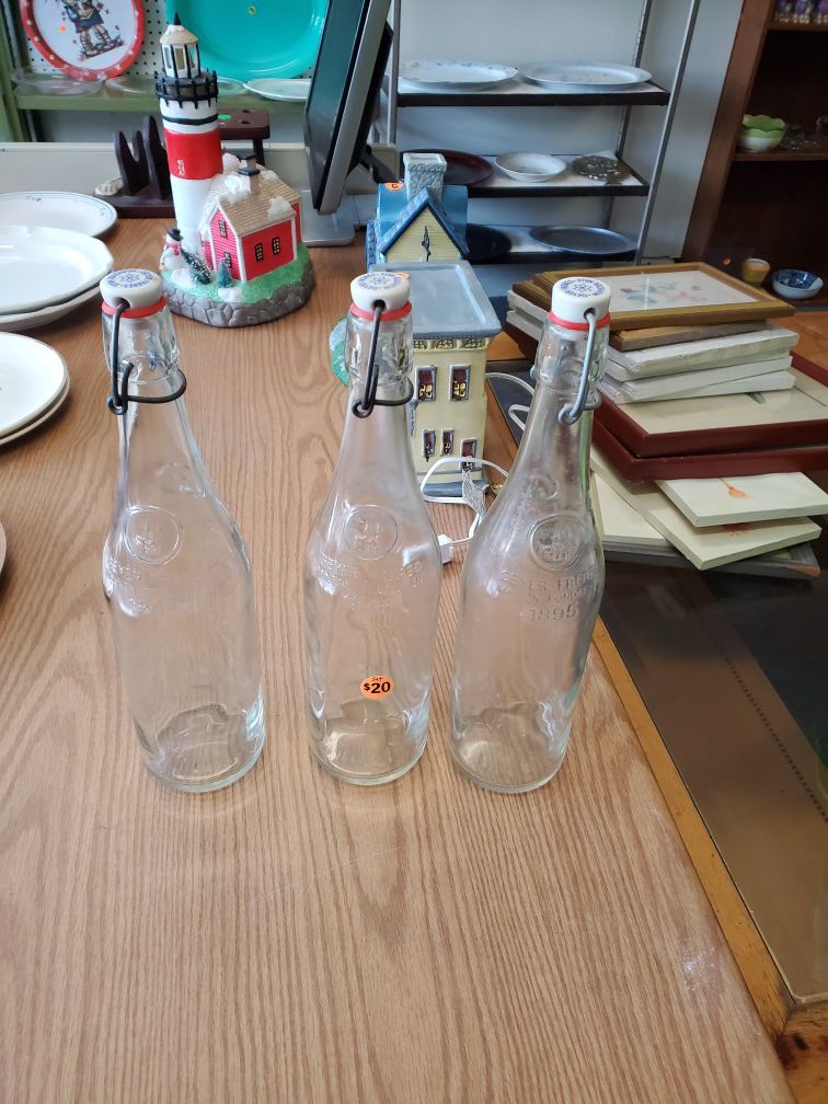 Set of 3 Grolsch Swing Top Beer Bottle Vintage, Collectible Vintage Amber Grolsch Bottle,