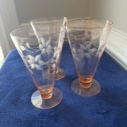 Tiffian Franciscan Pink Optic Depression Glass (3) 
