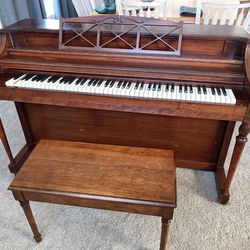 Story and Clark upright piano Mahogany 58 inch needs tuning

A few sticking keys
Model: Storytone
Year: 1980s
Product Dimensions 
58 inches long by 37