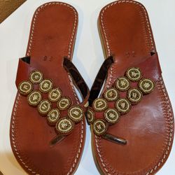 Handmade Beaded Leather Sandals 