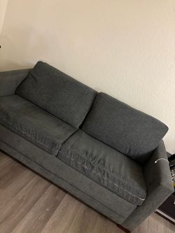 Gray Fabric Two-Seat Sofa Bed