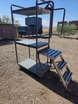 Cart with wheels and ladder