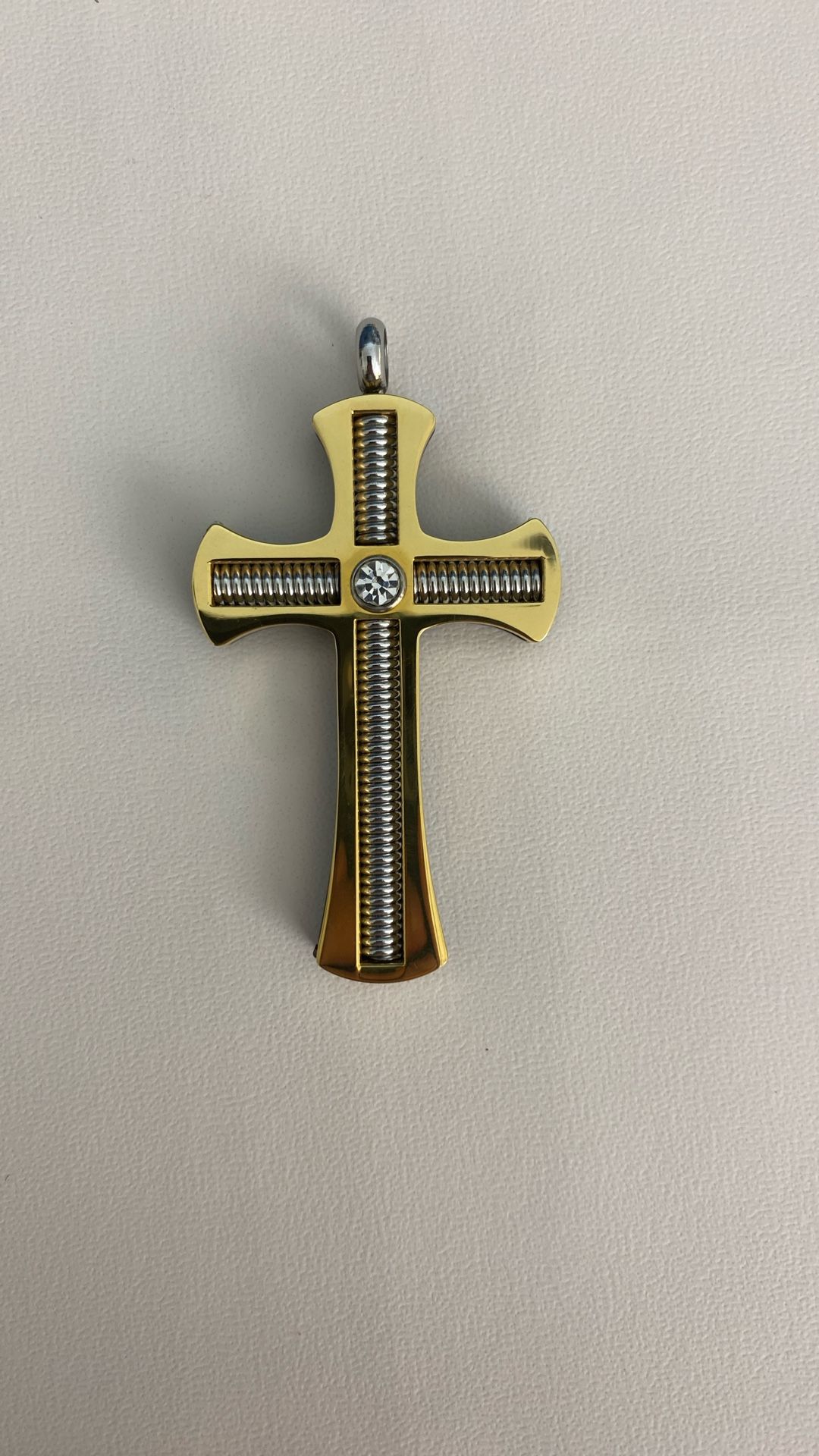 Stainless steel, gold, plated, cross charm/pendant