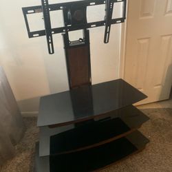 Tv Stand With Mount With Glass Shelves 
