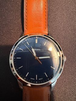 Fossil Men's The Minimalist Brown Leather Strap Watch 44mmo