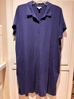 J. Jill Dark Blue Casual Button Down Shirt has back flap size XL Petite