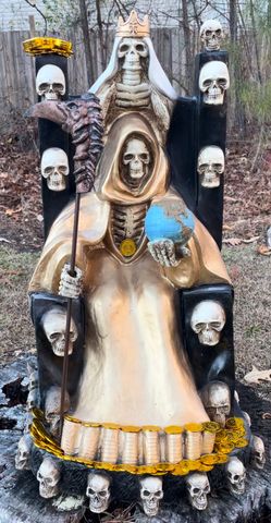 Santa Muerte Sitting Gold Statue 